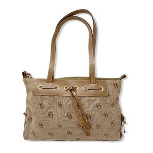 Dooney & Bourke Shoulder Bag Logo Brown Canvas